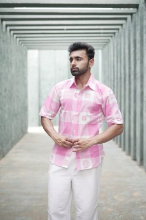 PINK BLOCK PRINT SHIRT