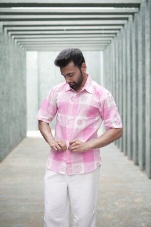 PINK BLOCK PRINT SHIRT