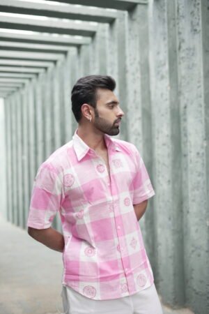 PINK BLOCK PRINT SHIRT